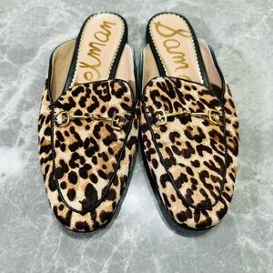 Sam Edelman Women's Leopard Print Calf Hair Linnie Slip On Mules Size 6M